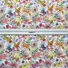 Lade das Bild in den Galerie-Viewer, Baumwollstoff | Patchwork Blumen Blumenfeld Schmetterlinge