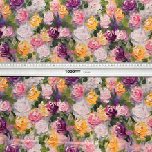 Lade das Bild in den Galerie-Viewer, Baumwollstoff I Patchworkstoff Blumen Bunte Rosen in Öl-Optik Malerei