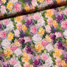 Lade das Bild in den Galerie-Viewer, Baumwollstoff I Patchworkstoff Blumen Bunte Rosen in Öl-Optik Malerei