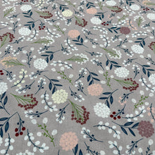 Lade das Bild in den Galerie-Viewer, Baumwollstoff I Stoff Meterware Blumen Blumenmuster auf Grau