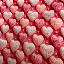 Lade das Bild in den Galerie-Viewer, Baumwollstoff I Love Herz 3D-Strickmuster Rosa Liebe