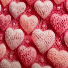 Lade das Bild in den Galerie-Viewer, Baumwollstoff I Love Herz 3D-Strickmuster Rosa Liebe