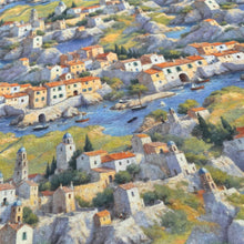 Lade das Bild in den Galerie-Viewer, Baumwollstoff I Stoff Meterware Patchwork Mediterrane Häuser Stadtmotiv Malerei
