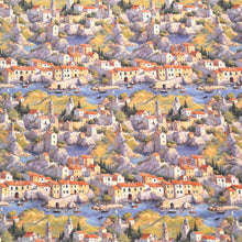 Lade das Bild in den Galerie-Viewer, Baumwollstoff I Stoff Meterware Patchwork Mediterrane Häuser Stadtmotiv Malerei