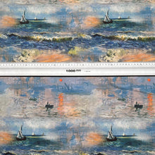 Lade das Bild in den Galerie-Viewer, Baumwollstoff I Stoff Meterware Patchwork Segelboote Sonnenuntergang Monet-Stil