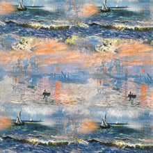 Lade das Bild in den Galerie-Viewer, Baumwollstoff I Stoff Meterware Patchwork Segelboote Sonnenuntergang Monet-Stil
