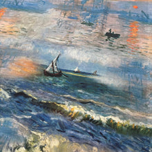 Lade das Bild in den Galerie-Viewer, Baumwollstoff I Stoff Meterware Patchwork Segelboote Sonnenuntergang Monet-Stil