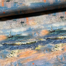 Lade das Bild in den Galerie-Viewer, Baumwollstoff I Stoff Meterware Patchwork Segelboote Sonnenuntergang Monet-Stil