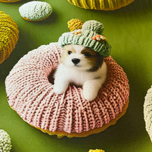 Lade das Bild in den Galerie-Viewer, Baumwollstoff I Stoff Meterware Patchwork Hunde Mütze niedliche Welpen
