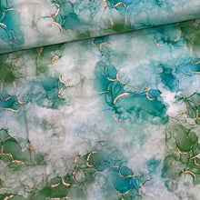 Lade das Bild in den Galerie-Viewer, Baumwollstoff I Stoff Meterware Patchwork Abstrakt Marmor Design Grün Blau