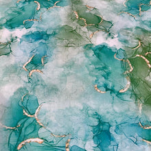 Lade das Bild in den Galerie-Viewer, Baumwollstoff I Stoff Meterware Patchwork Abstrakt Marmor Design Grün Blau