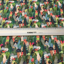 Lade das Bild in den Galerie-Viewer, Baumwollstoff I Stoff Meterware Patchwork Fuchs Wald Berge Tiere Blumen Grün