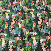 Lade das Bild in den Galerie-Viewer, Baumwollstoff I Stoff Meterware Patchwork Fuchs Wald Berge Tiere Blumen Grün