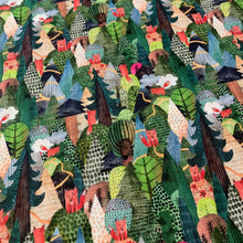 Lade das Bild in den Galerie-Viewer, Baumwollstoff I Stoff Meterware Patchwork Fuchs Wald Berge Tiere Blumen Grün