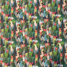 Lade das Bild in den Galerie-Viewer, Baumwollstoff I Stoff Meterware Patchwork Fuchs Wald Berge Tiere Blumen Grün
