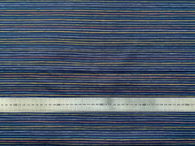 Lade das Bild in den Galerie-Viewer, Bio Baumwollstoff OEKO-TEX Standart | Bunte Streifen auf Dunkelblau