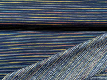 Lade das Bild in den Galerie-Viewer, Bio Baumwollstoff OEKO-TEX Standart | Bunte Streifen auf Dunkelblau