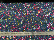 Lade das Bild in den Galerie-Viewer, Canvas Stoff | Feuerwerk Herzchen Sterne auf Dunkelblau Weihnachten