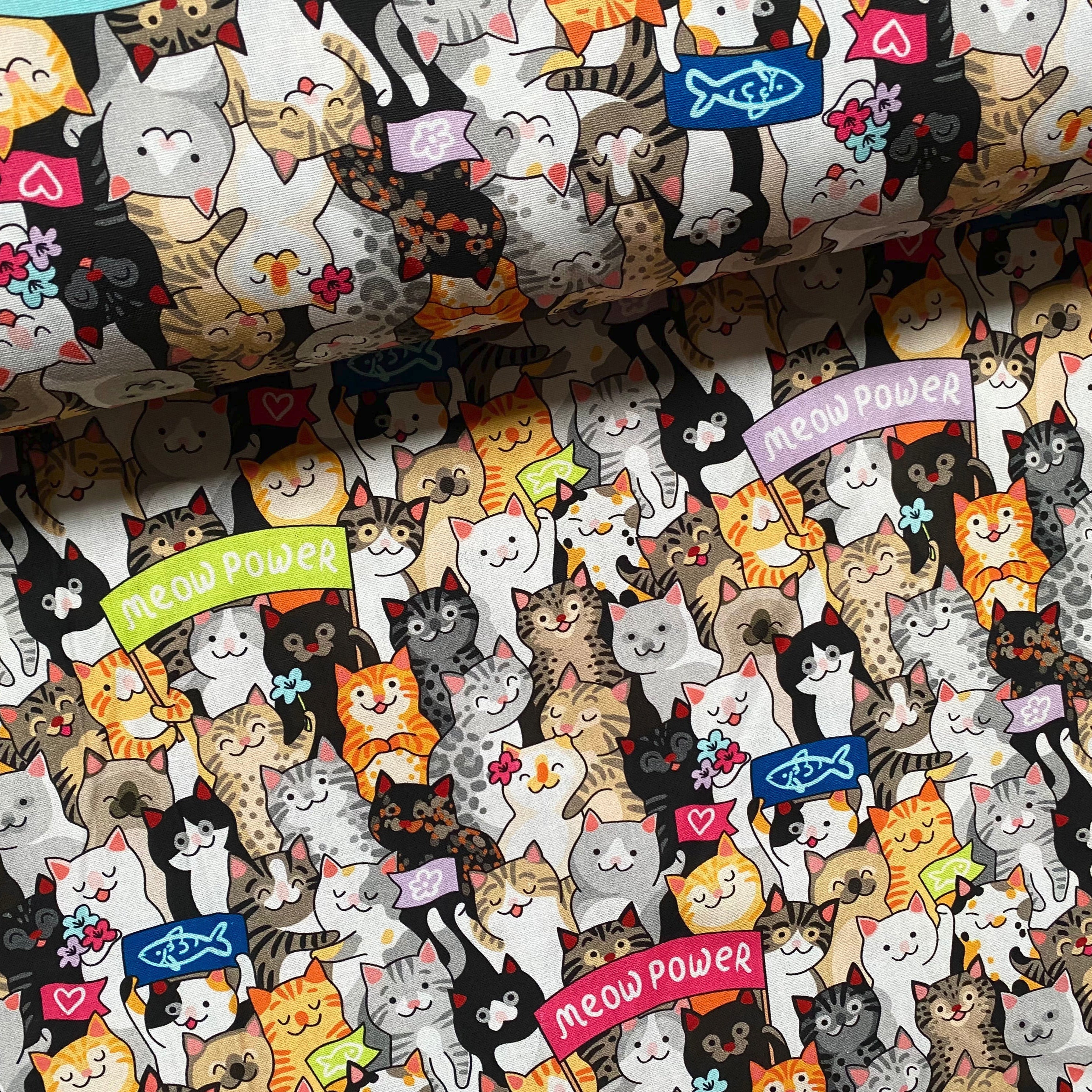 Katzen Stoff Meterware Funny Cats Katzenmotiv Stoff Katzen Stoff