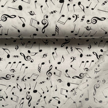 Lade das Bild in den Galerie-Viewer, Baumwollstoff | Musiknoten auf Weiß