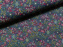 Lade das Bild in den Galerie-Viewer, Canvas Stoff | Feuerwerk Herzchen Sterne auf Dunkelblau Weihnachten
