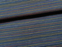 Lade das Bild in den Galerie-Viewer, Bio Baumwollstoff OEKO-TEX Standart | Bunte Streifen auf Dunkelblau