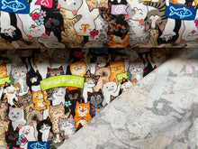 Lade das Bild in den Galerie-Viewer, Baumwollstoff | Bunte Lustige Katzen Meowpower Bestseller