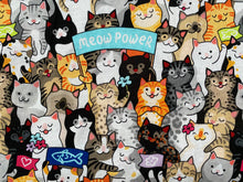 Lade das Bild in den Galerie-Viewer, Baumwollstoff | Bunte Lustige Katzen Meowpower Bestseller
