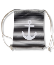 Lade das Bild in den Galerie-Viewer, Beutel / Rucksack im maritimen Design mit Streifen und Anker Print, Sportbeutel, Unisex