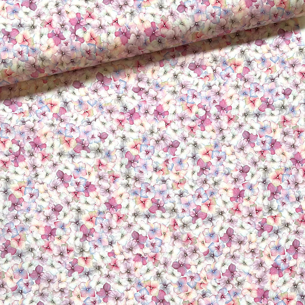 Baumwollstoff | Patchworkstoff Hortensien Blumen Romantischer Stoff