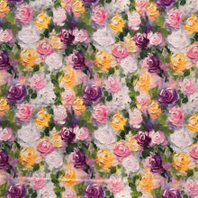 Lade das Bild in den Galerie-Viewer, Baumwollstoff I Patchworkstoff Blumen Bunte Rosen in Öl-Optik Malerei
