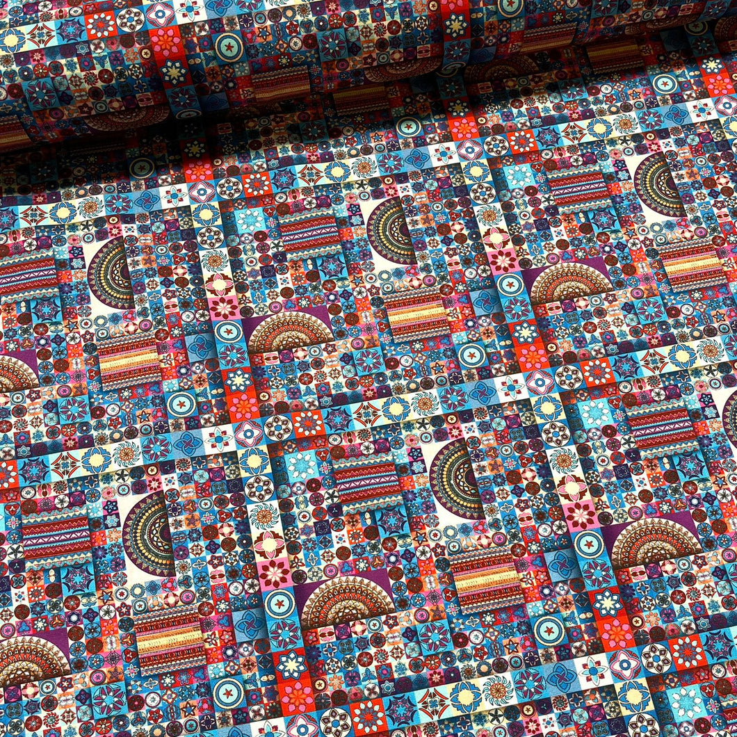 Baumwolle I Mandala Ornamente Yantra Bunt