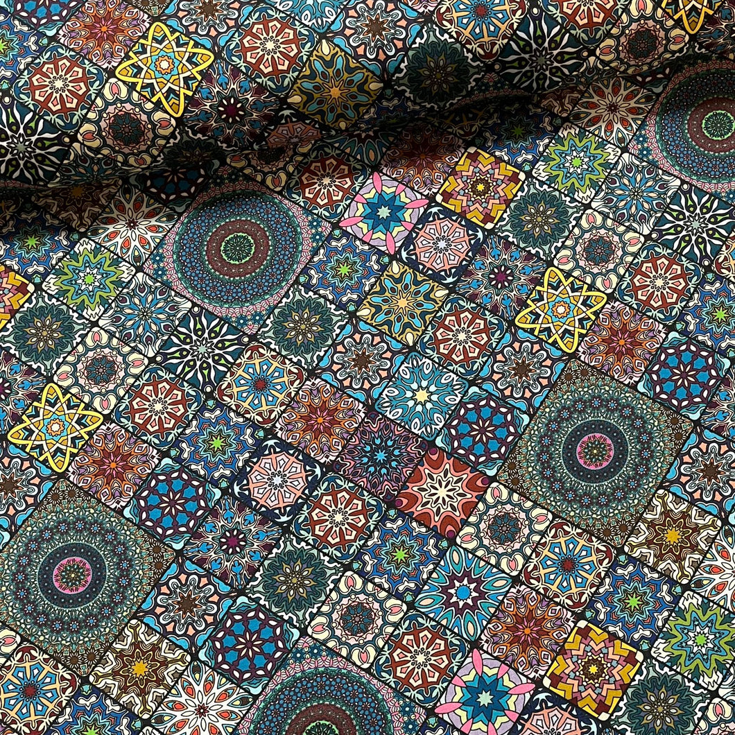 Baumwollstoff I Mandala Design Yantra Patchwork