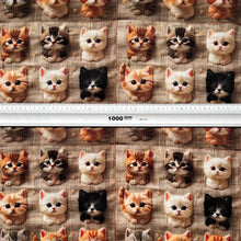 Lade das Bild in den Galerie-Viewer, Baumwollstoff I Bunte Süße Kätzchen Lustige Katzen 3D-Effekt
