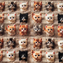 Lade das Bild in den Galerie-Viewer, Baumwollstoff I Bunte Süße Kätzchen Lustige Katzen 3D-Effekt
