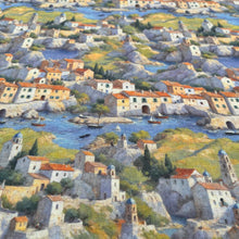 Lade das Bild in den Galerie-Viewer, Baumwollstoff I Stoff Meterware  Patchwork Mediterrane Häuser Stadtmotiv Malerei

