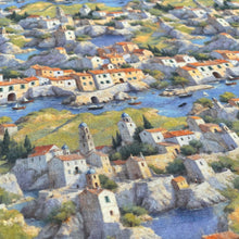 Lade das Bild in den Galerie-Viewer, Baumwollstoff I Stoff Meterware  Patchwork Mediterrane Häuser Stadtmotiv Malerei
