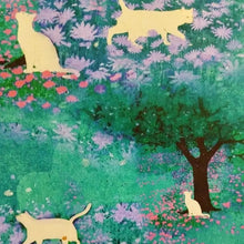 Lade das Bild in den Galerie-Viewer, Baumwollstoff | Patchwork Katzen im Garten Blumen

