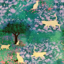 Lade das Bild in den Galerie-Viewer, Baumwollstoff | Patchwork Katzen im Garten Blumen
