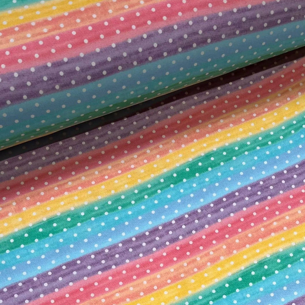 Baumwollstoff I Stoff Meterware Patchwork Streifen Aquarell Bunt mit Punkte